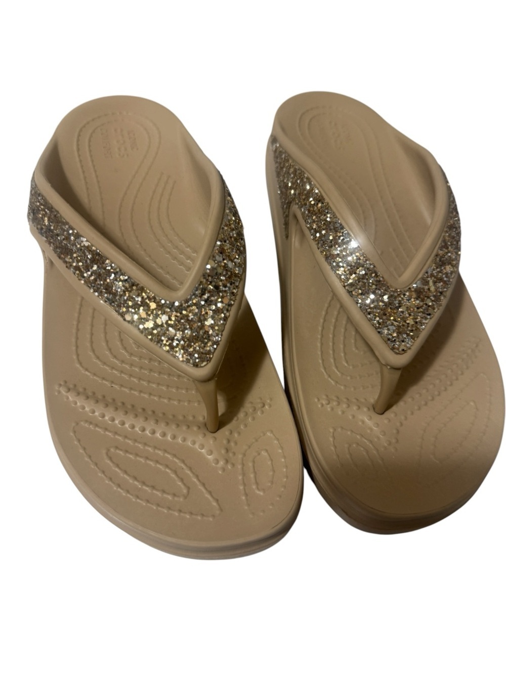 Croc Gold Glitter Flip Flop Sandals for Women - Picture 10 of 13